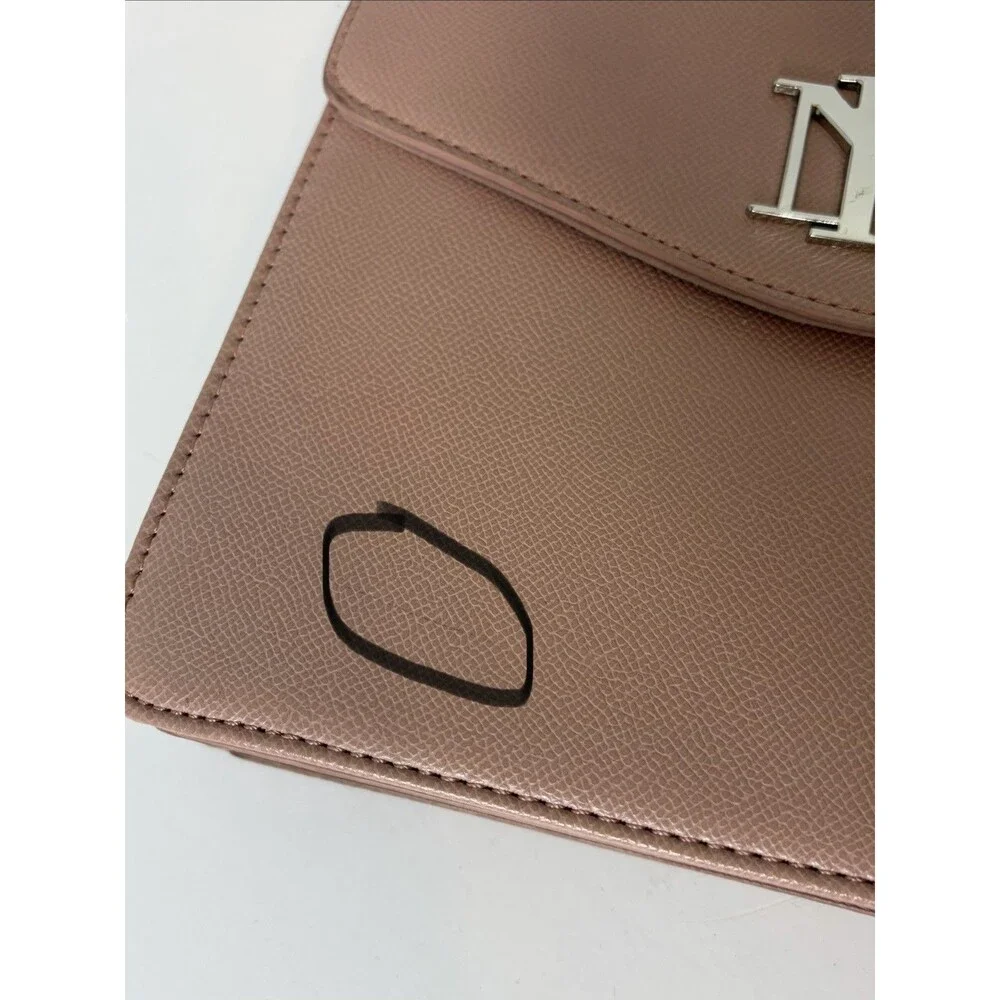 Badgley Mischka Crossbody Handle Vegan Leather Bag Purse Blush Color Light Pink